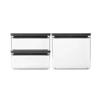 Brabantia Tasty+ Stackable Canister, Set Of 3,  2x1.5 Liter And 1x3.5 Liter In Dark Gray