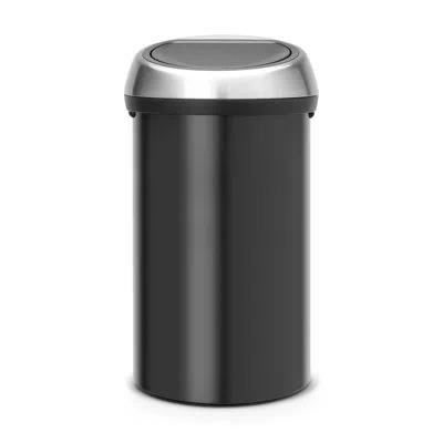 Brabantia Touch Top Trash Can, 16 Gallon In Matte Black