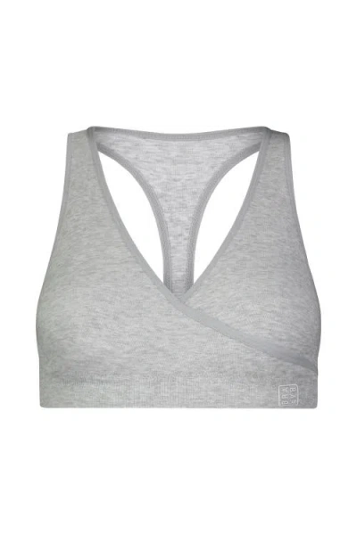 Brabar Cotton Stretch Rib Racerback Sports Bra In Gray
