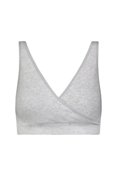 Brabar Cotton Stretch Rib U-back Bralette Sports Bra In Gray