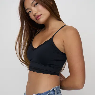 Brabar Everyday Longline Cami Bra With Lace In Black