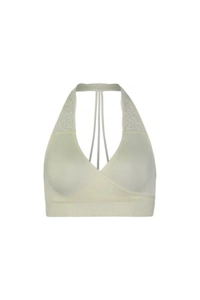 Brabar Hug Lace Halter B-tween T-strap Sports Bralette In Green