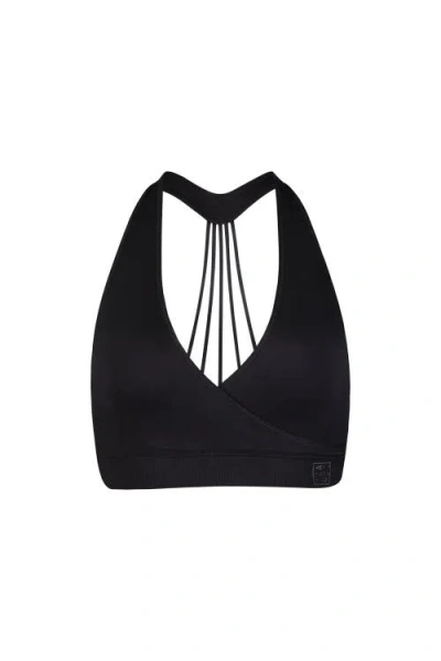 Brabar Hug Strappy Halter Sports Bralette In Black