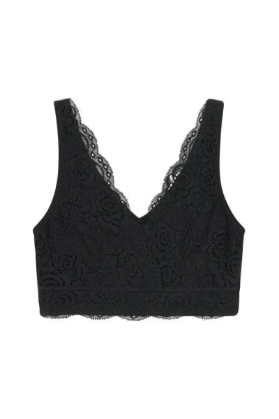 Brabar Soft V Lace Reversible Bralette In Black