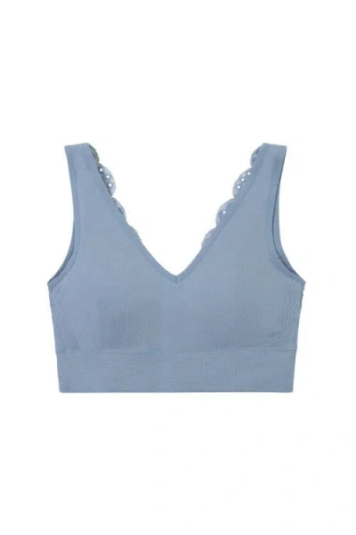 Brabar Soft V Lace Reversible Bralette In Blue