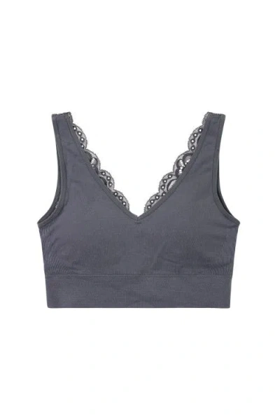Brabar Soft V Lace Reversible Bralette In Gray