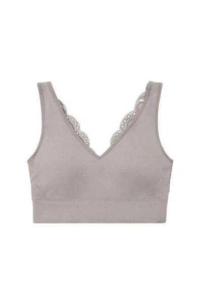 Brabar Soft V Lace Reversible Bralette In Gray