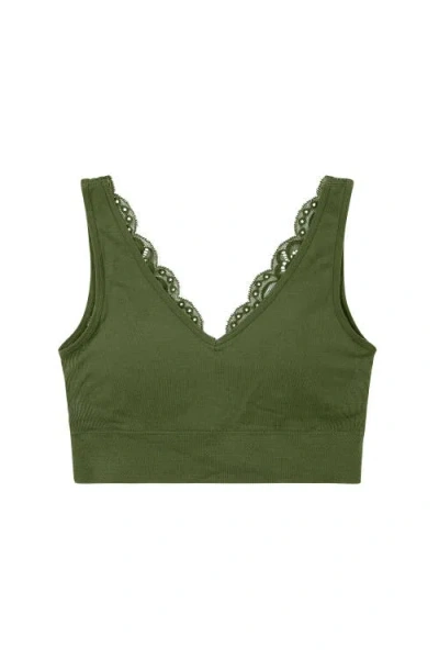 Brabar Soft V Lace Reversible Bralette In Green