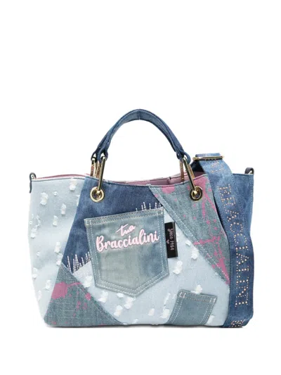 Braccialini Amy Jeans Denim-patchwork Tote Bag In Multi