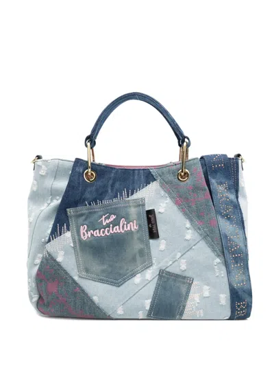 Braccialini Amy Jeans Top-handle Tote Bag In Blue