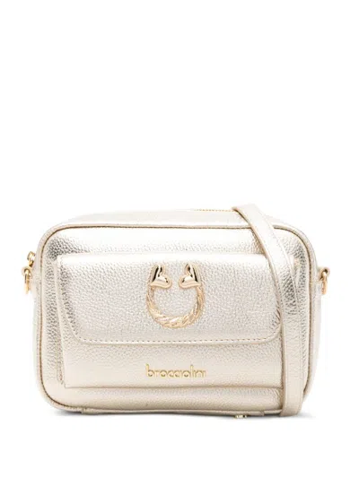 Braccialini Dolly Appliqué Leather Cross Body Bag In Gold