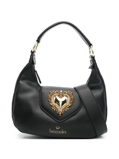 Braccialini Heart-appliqué Shoulder Bag In Black