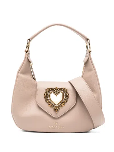Braccialini Heart Appliqué Shoulder Bag In Neutral