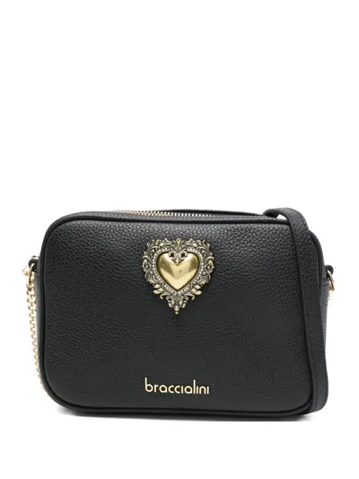 Braccialini Jinny Heart Appliqué Cross Body Bag In Black
