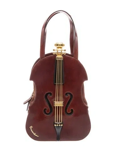 Pre-owned Braccialini Leather Top Handle Bag In Burgundy