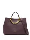 Braccialini Leather Tote Bag In Purple