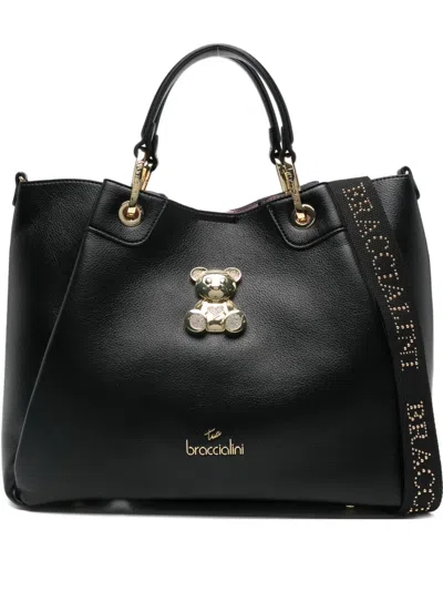 Braccialini Teddy-appliqué Tote Bag In Black