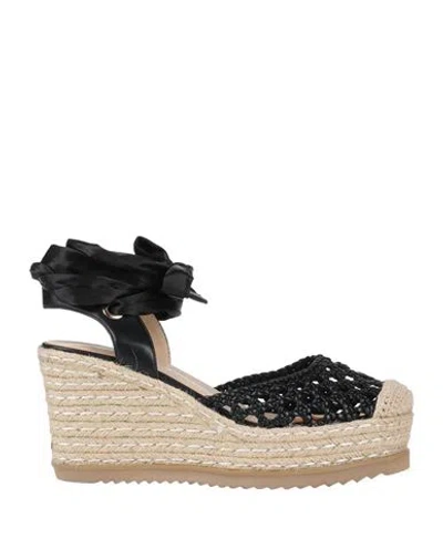 Braccialini Woman Espadrilles Black Size 8 Textile Fibers