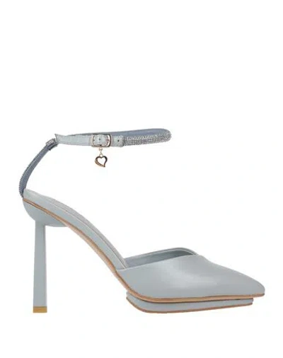 Braccialini Woman Pumps Sky Blue Size 7 Calfskin