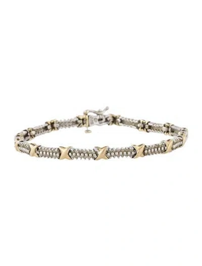 Pre-owned Bracelet 10k 1.00ctw Diamond Station , 7" In Multi