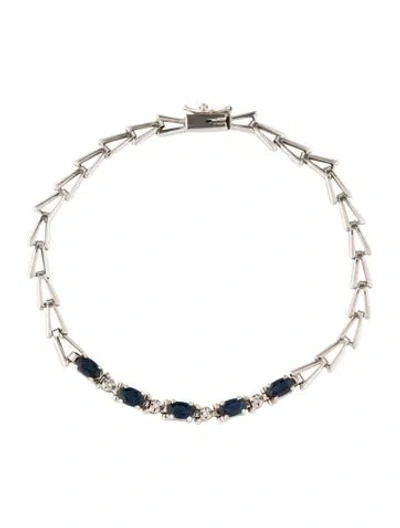 Pre-owned Bracelet 10k 1.30ctw Sapphire & Diamond Link , 7" In Multi