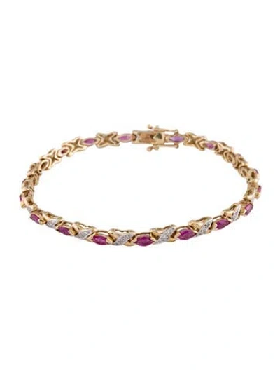 Pre-owned Bracelet 10k 1.62ctw Ruby & Diamond Link , 6.75" In Multi