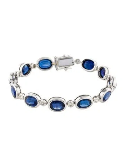 Pre-owned Bracelet 10k 17.04ctw Kyanite & Diamond Line , 6.25" In Multi