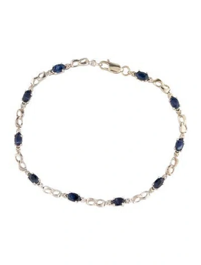 Pre-owned Bracelet 10k 2.07ctw Sapphire & Diamond Link , 7.25" In Multi