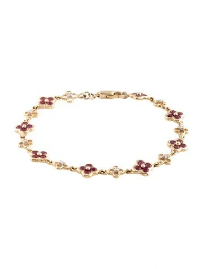 Pre-owned Bracelet 10k 2.17ctw Ruby & Diamond Station , 7" In Multi