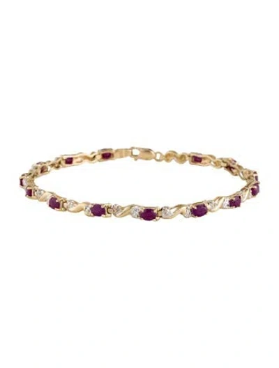 Pre-owned Bracelet 10k 2.22ct Ruby & Diamond Station , 7.25" In Multi