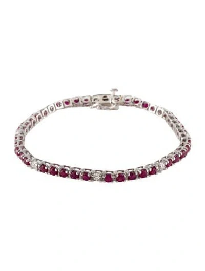 Pre-owned Bracelet 10k 3.60ctw Ruby & Diamond Link , 7" In Multi