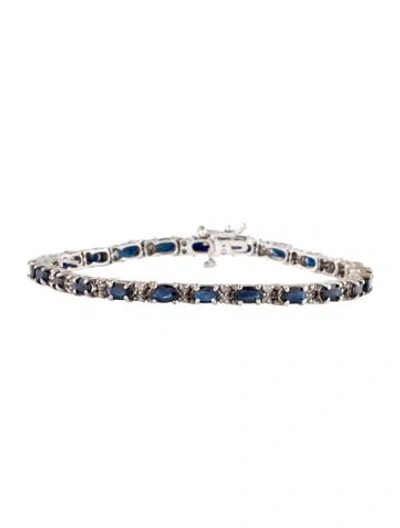 Pre-owned Bracelet 10k 4.08ctw Sapphire & Diamond Line , 6.5" In Multi