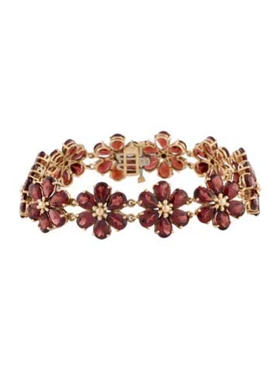 Pre-owned Bracelet 10k 43.20ctw Garnet Flower Link , 6.75" In Multi