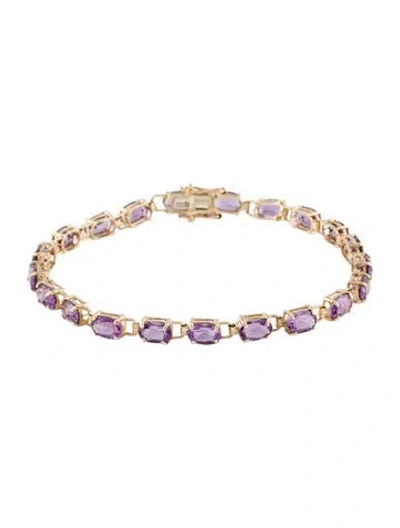 Pre-owned Bracelet 10k 8.40ctw Amethyst Link , 6.75" In Multi