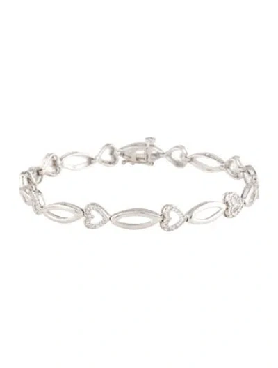Pre-owned Bracelet 10k Diamond Heart Link , 7.25" In Multi