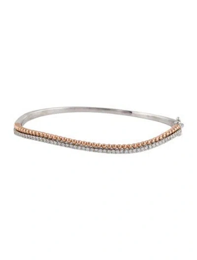 Pre-owned Bracelet 10k Diamond Hinged Bangle , 6.75" In Multi