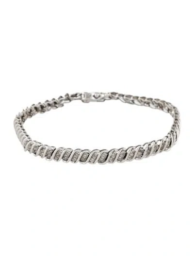 Pre-owned Bracelet 10k Diamond Link , 7" In Multi