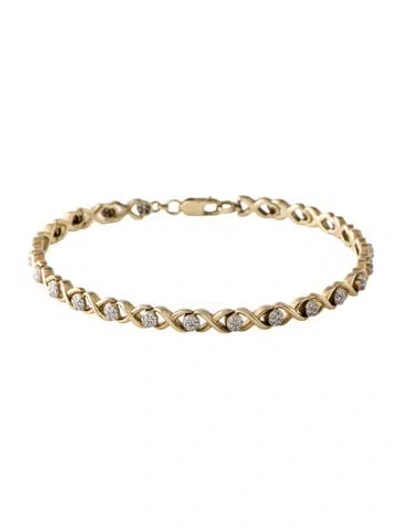 Pre-owned Bracelet 10k Diamond 'x' , 6.75" In Multi