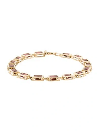 Pre-owned Bracelet 10k Garnet Tennis , 7" In Multi