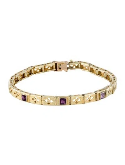 Pre-owned Bracelet 10k Glass Chain Link , 6.5" In Multi