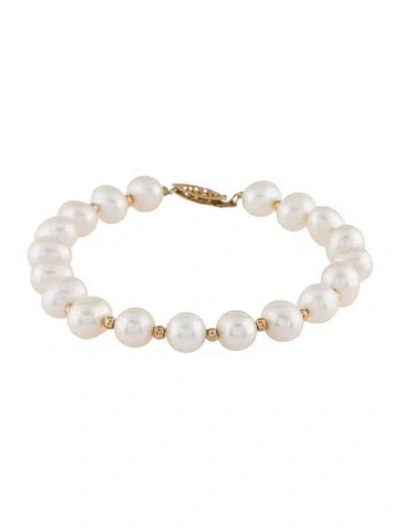 Pre-owned Bracelet 10k Pearl Bead , 6.75" In Multi