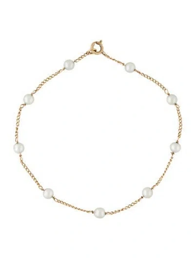 Pre-owned Bracelet 10k Pearl Station  In Multi