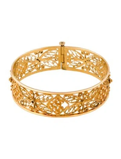 Pre-owned Bracelet 10k Pierced Bangle, 6.75" In Multi