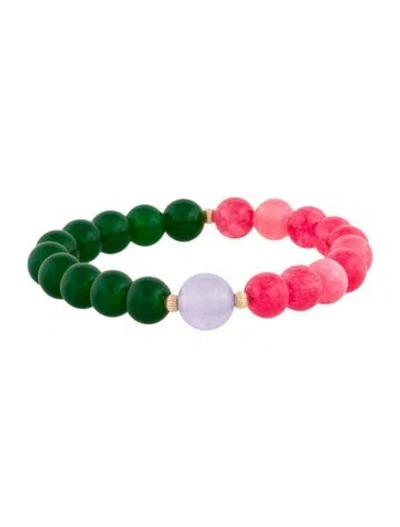Pre-owned Bracelet 10k Quartzite Bead , 6" In Multi