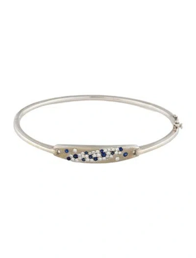 Pre-owned Bracelet 10k Sapphire & Diamond Bangle , 6.75" In Multi