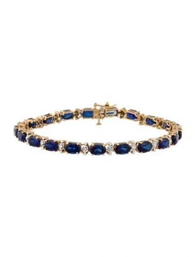 Pre-owned Bracelet 10k Synthetic Sapphire Link , 6.75" In Multi