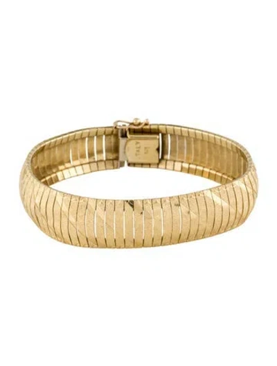 Pre-owned Bracelet 10k Textured & Striped Omega Link , 6.75" In Multi