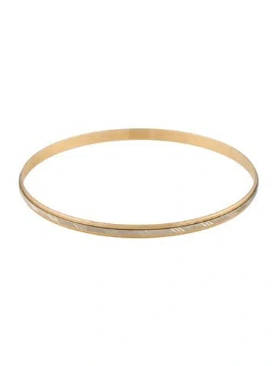 Pre-owned Bracelet 10k Two-tone Textured Bangle , 8" In Multi