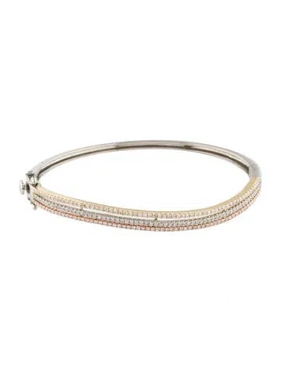 Pre-owned Bracelet 1.11ctw Diamond 3 Row Bangle , 6.75" In Multi
