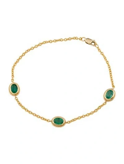 Pre-owned Bracelet 1.18ctw Emerald Station , 7" In Multi